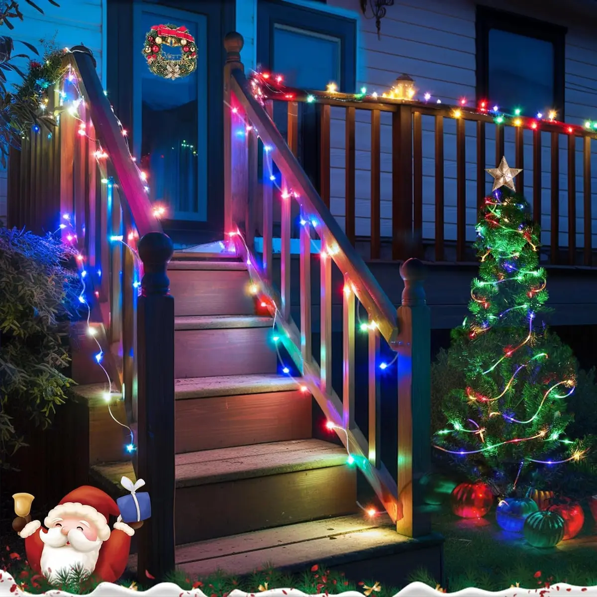 YEGUO Solar Rope Lights Waterproof 66ft 200 LED Multicolor | 8 Modes, IP44, Outdoor Use - view 9