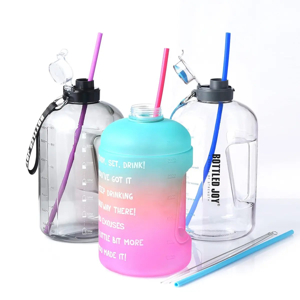 ALINK 15 inch Extra Long Reusable Silicone Straws | Flexible, BPA-Free, 4-Pack for Large Water Bottles & Jug - view 6
