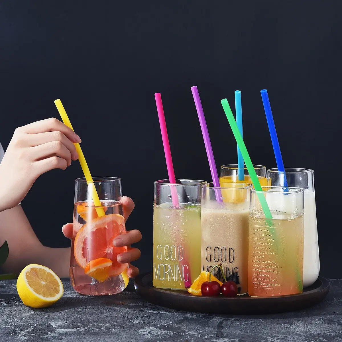 ALINK 15 inch Extra Long Reusable Silicone Straws | Flexible, BPA-Free, 4-Pack for Large Water Bottles & Jug - view 7