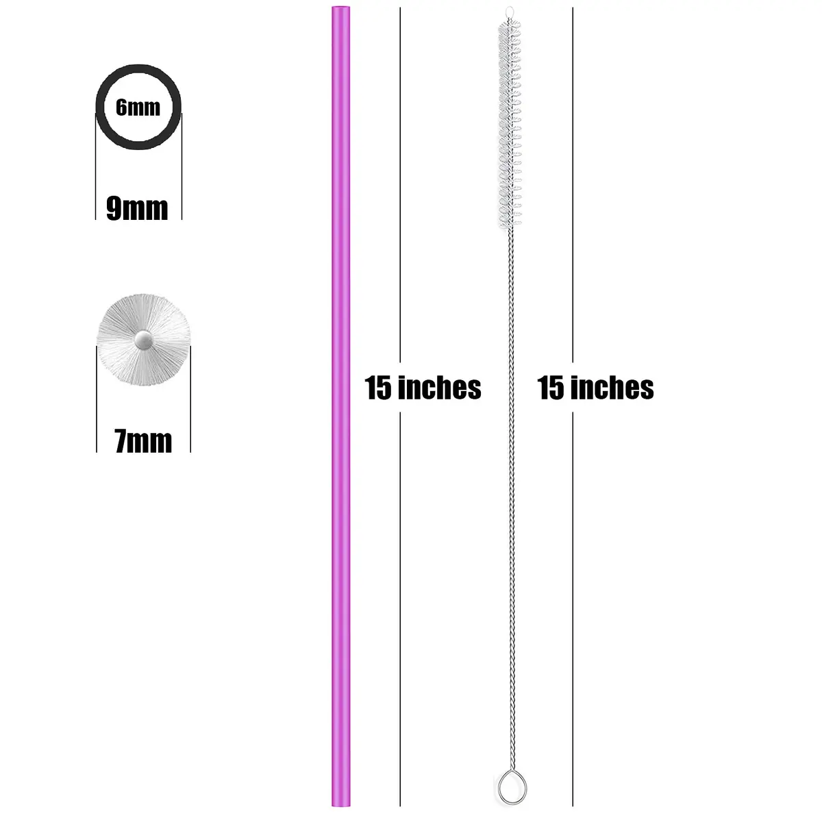 ALINK 15 inch Extra Long Reusable Silicone Straws | Flexible, BPA-Free, 4-Pack for Large Water Bottles & Jug - view 2