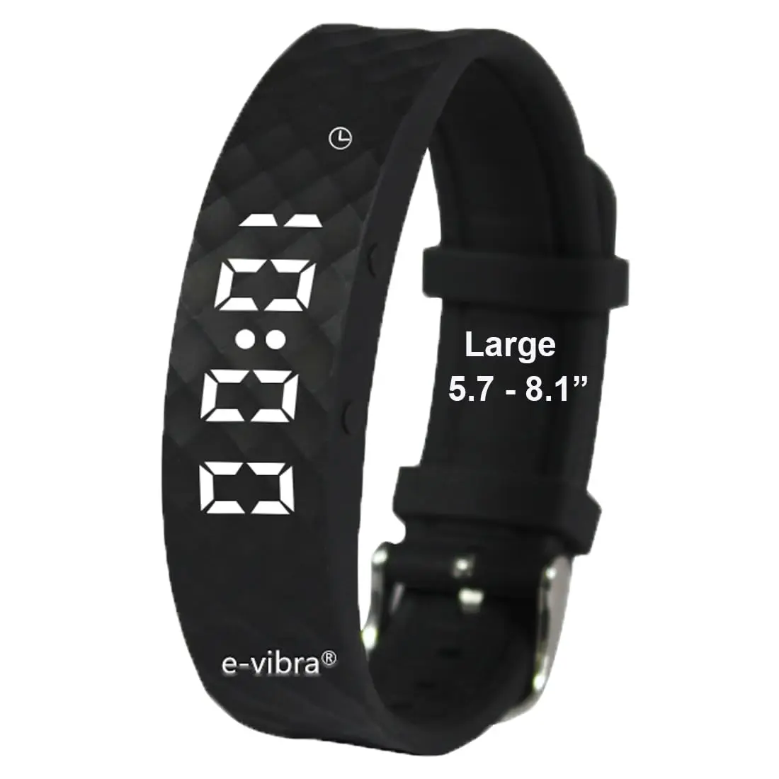 e-vibra Rechargeable Silent Vibrating Watch - Large Black | 15 Daily Alarms for Potty Training & Medical Reminders - main product image