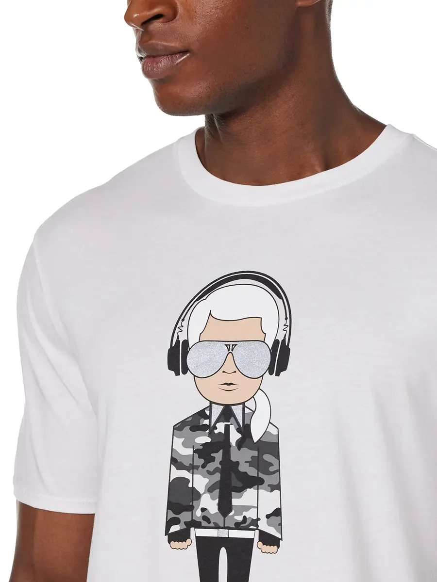 KARL LAGERFELD Men's Karl Character Headphones Shirt, White, L | Reflective Graphic, Cotton, Casual Wear - view 2