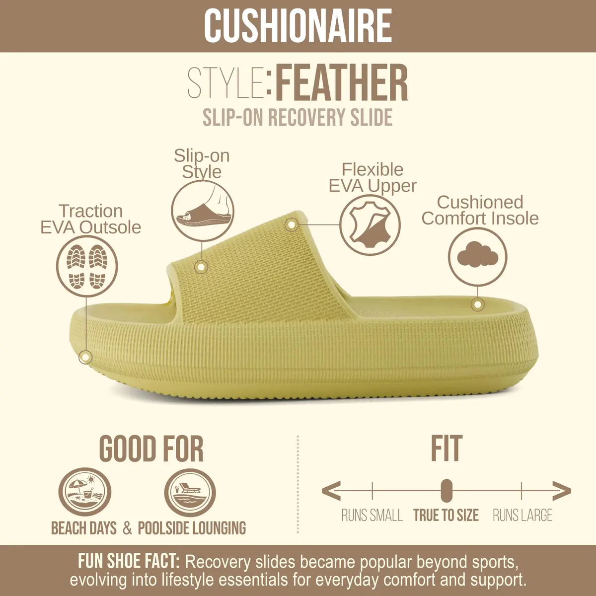 CUSHIONAIRE Feather EVA Slides for Women – Comfortable Slip On Womens Slippers, Indoor Outdoor Shower Shoes, Beach Essential Cloud Slides, Yellow 11 - view 4