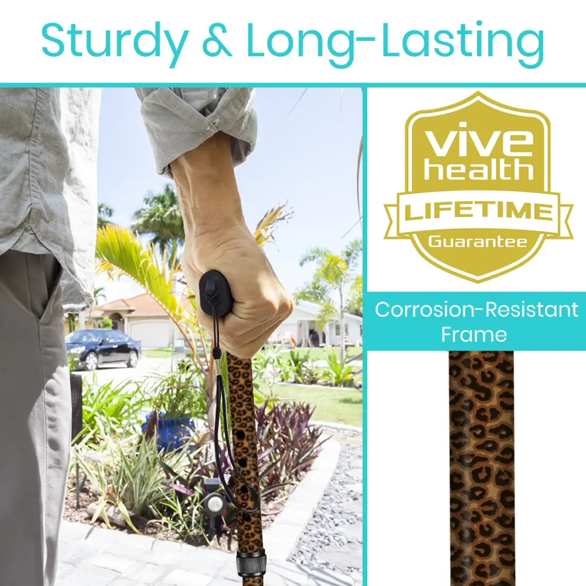 Vive Folding Cane - Adjustable Aluminum Walking Cane with Ergonomic Grip & Rubber Tip | 33-37 Inch Height - view 3