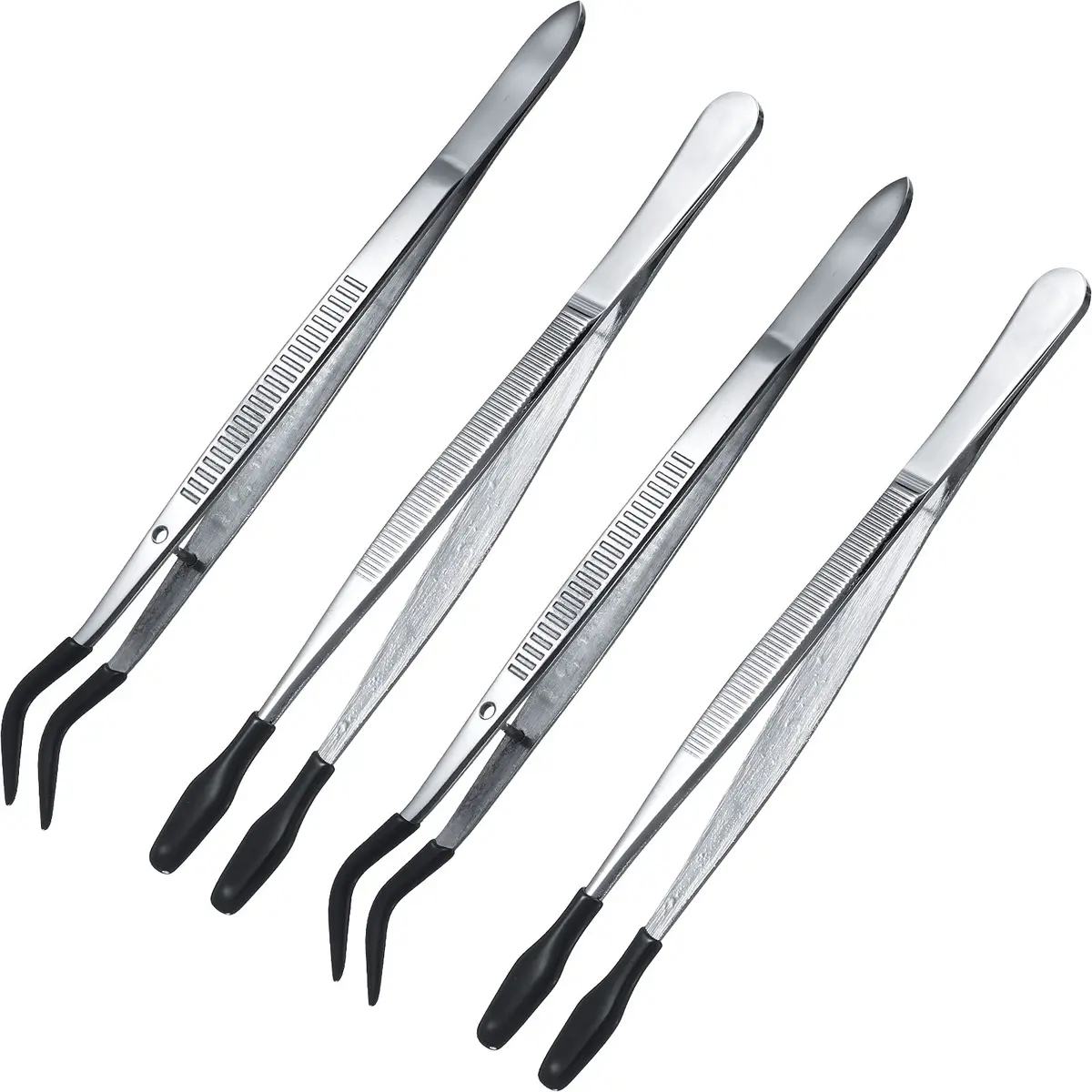 Honoson Rubber Tipped Tweezers PVC Silicone Tip, Black | Safe, Durable, Multi-Purpose (70-120 chars) - main product image