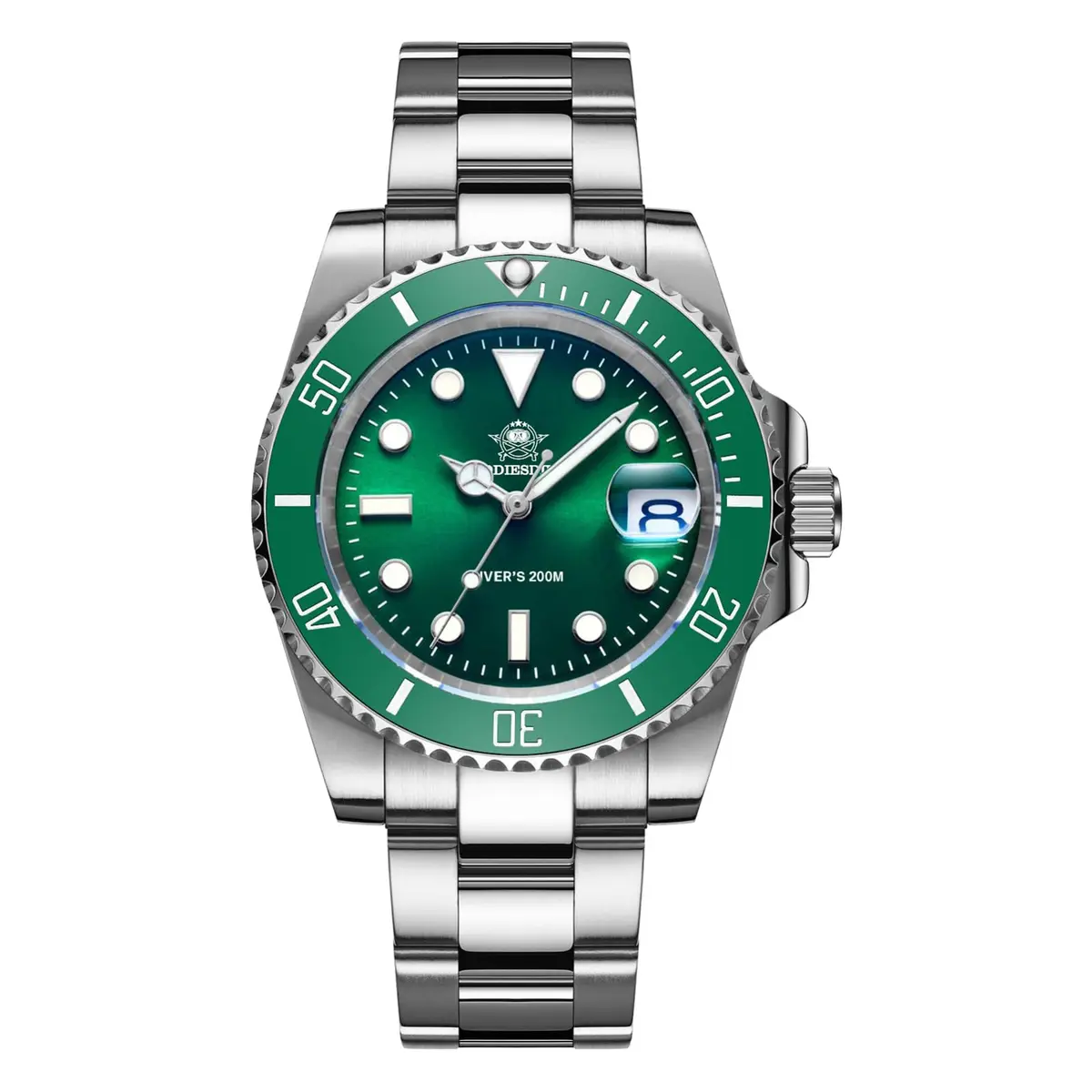 ADDIESDIVE Men's Quartz Diver Watch 41mm Green Dial | Water Resistant 200M Stainless Steel - main product image