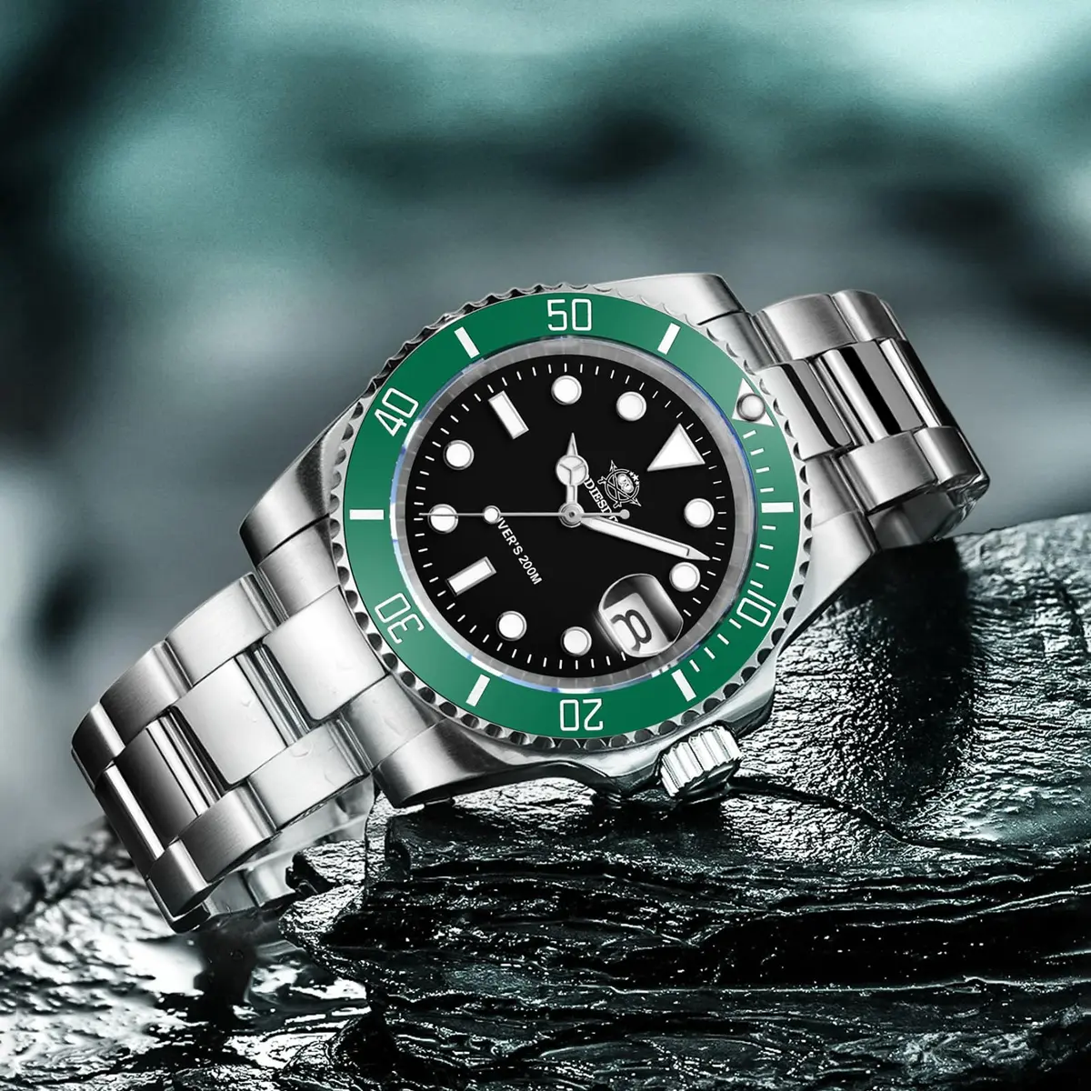ADDIESDIVE Quartz Steel Watch for Men Diver 41mm | 200M Water Resistance, Luminous Dial, Unidirectional Bezel - view 8