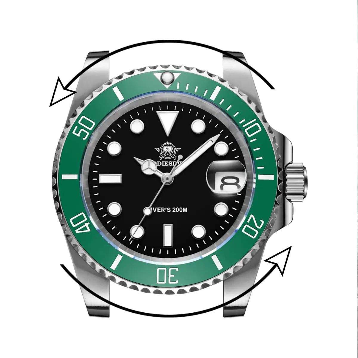 ADDIESDIVE Quartz Steel Watch for Men Diver 41mm | 200M Water Resistance, Luminous Dial, Unidirectional Bezel - view 2