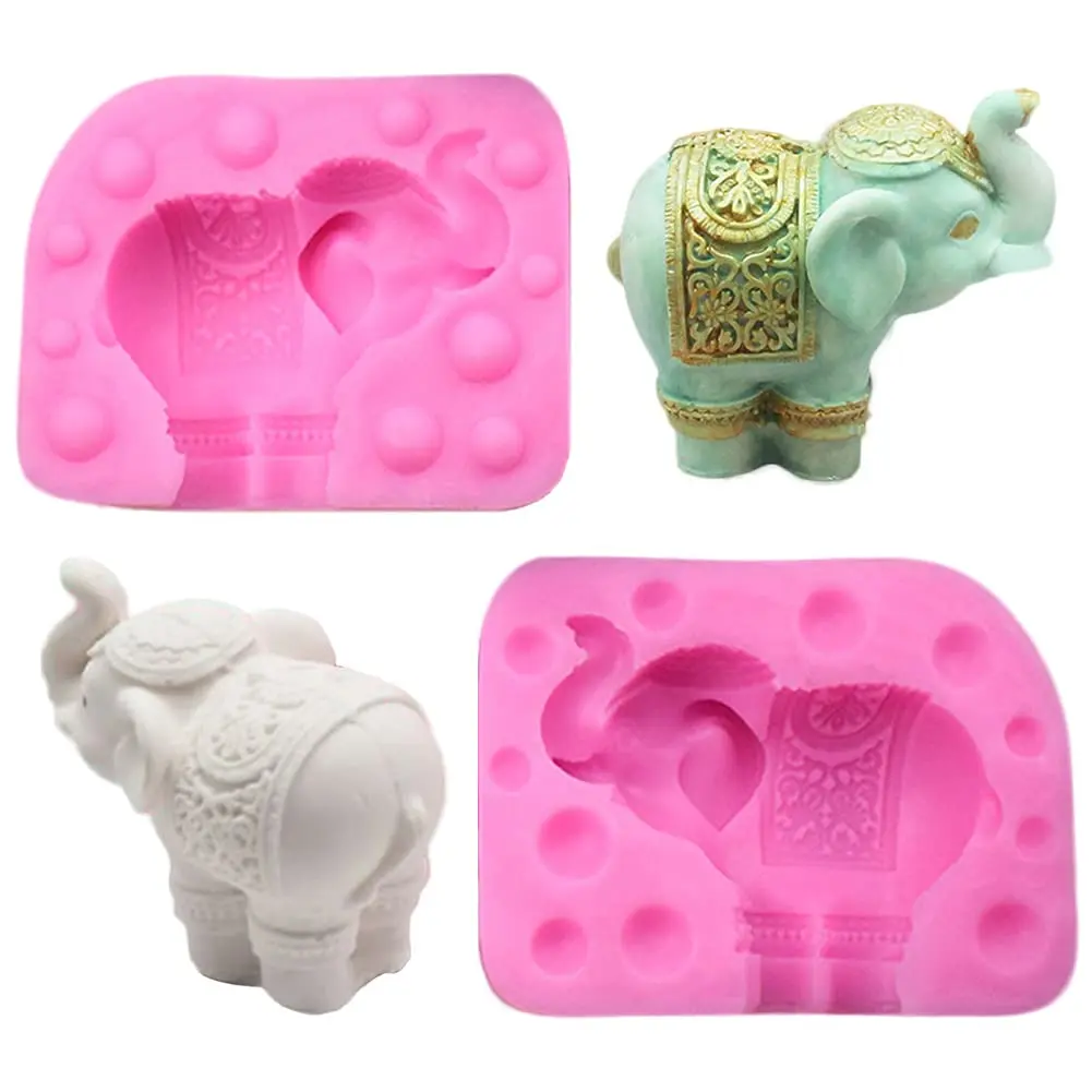 Oren Turkey 3D Elephant Silicone Mold | Food & Soap Safe, Pink, 7.5x6.2x4.3cm - main product image