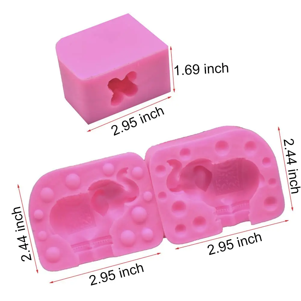 Oren Turkey 3D Elephant Silicone Mold | Food & Soap Safe, Pink, 7.5x6.2x4.3cm - view 4