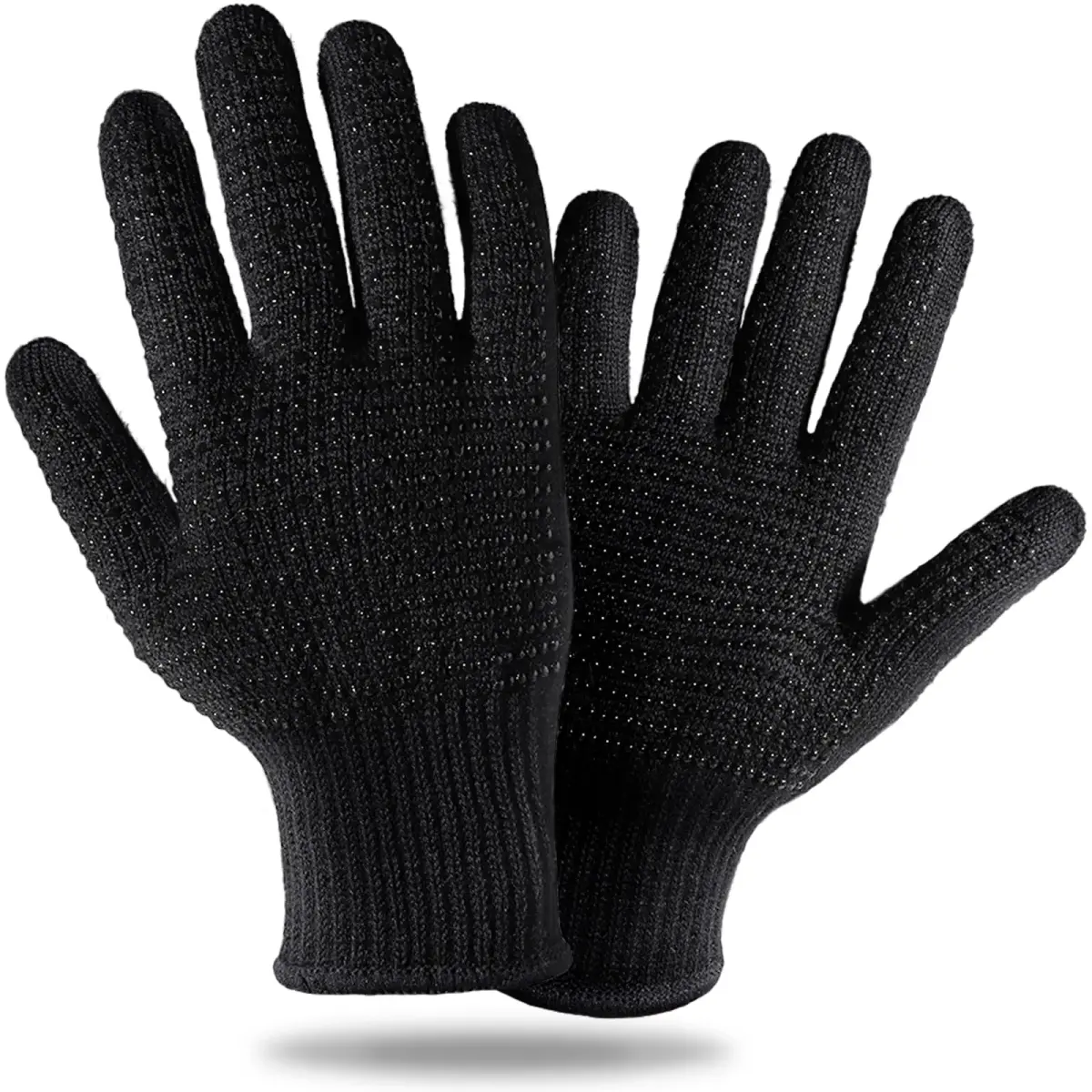 Teenitor Heat Resistant Gloves With Silicone Bumps For Hair Iron Tool, Professional Heat Gloves For Hair Styling, Black (2-Pack) - main product image