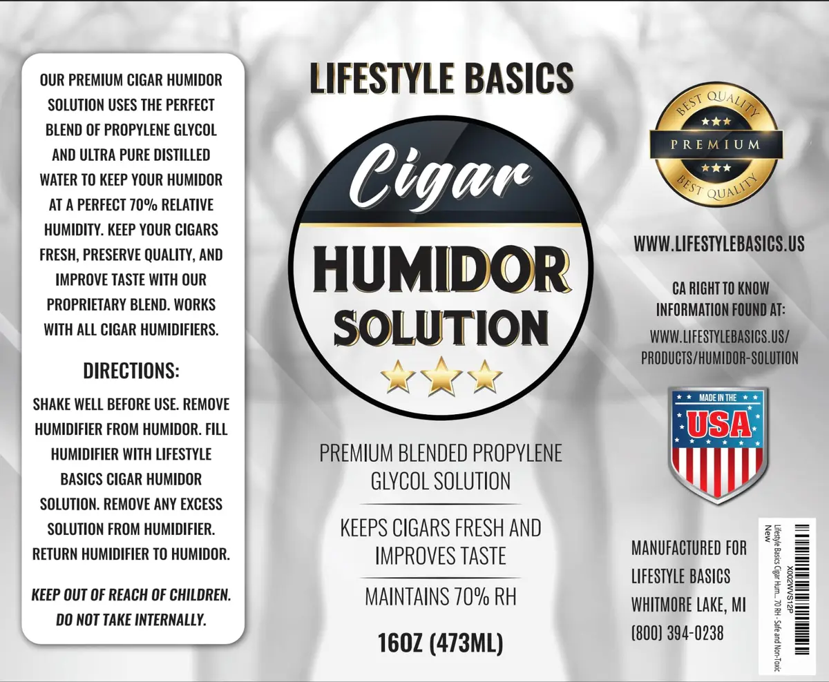 Lifestyle Basics Humidor Solution 473ml (16 fl oz) | Maintains 70% RH for Fresh Cigars - view 5