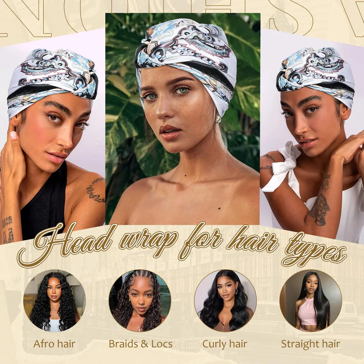 AWAYTR 4-Pack 35x35 Inch Satin Head Scarves for Women | Silk-like Hair Bandanas for Braids & Sleep - view 6