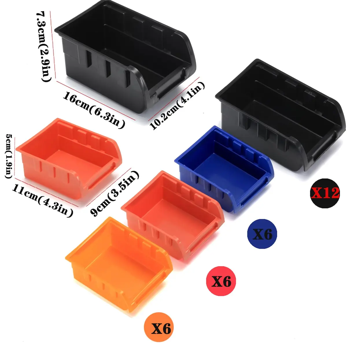 MULSAME Wall Mounted Storage Bins Parts Rack 25.2"x16.2" | Garage Organizer with 4 Colors - view 3