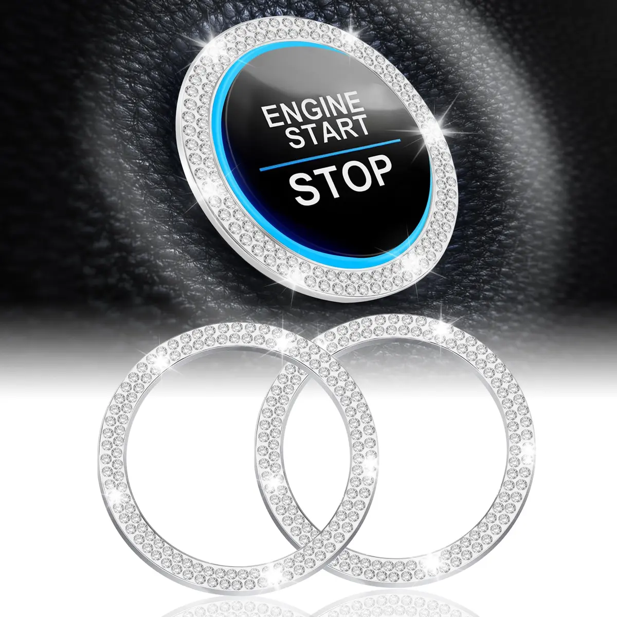 LivTee Car Engine Start Stop Decoration Ring | Dazzling Rhinestone Car Interior Accessory for Women, 1.53 inch Outer Diameter - main product image