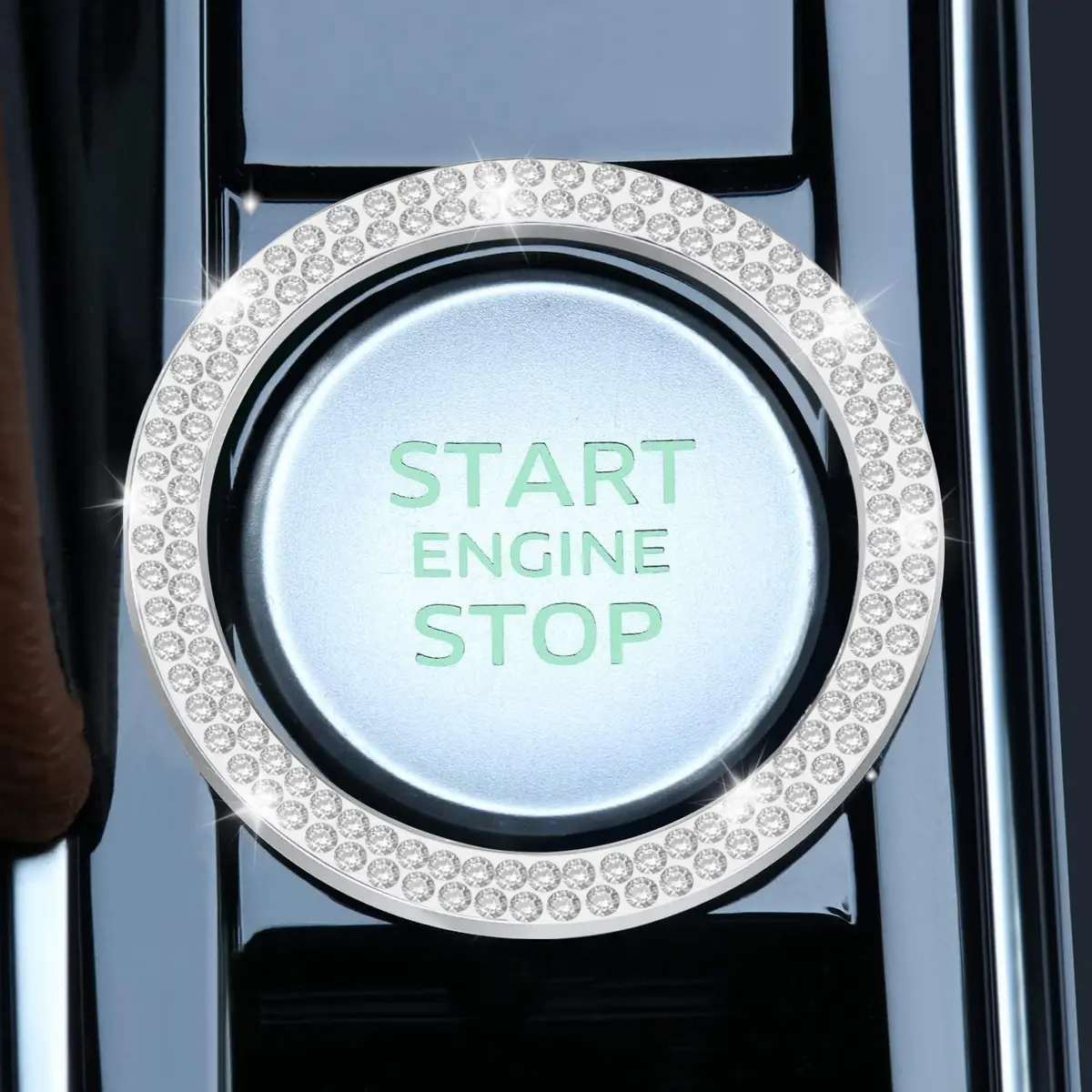 LivTee Car Engine Start Stop Decoration Ring | Dazzling Rhinestone Car Interior Accessory for Women, 1.53 inch Outer Diameter - view 2