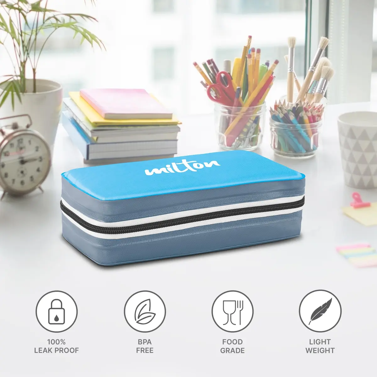Milton Mini Lunch Tiffin 280 ml Cyan | Leakproof & Insulated for Office & Outdoors - view 2