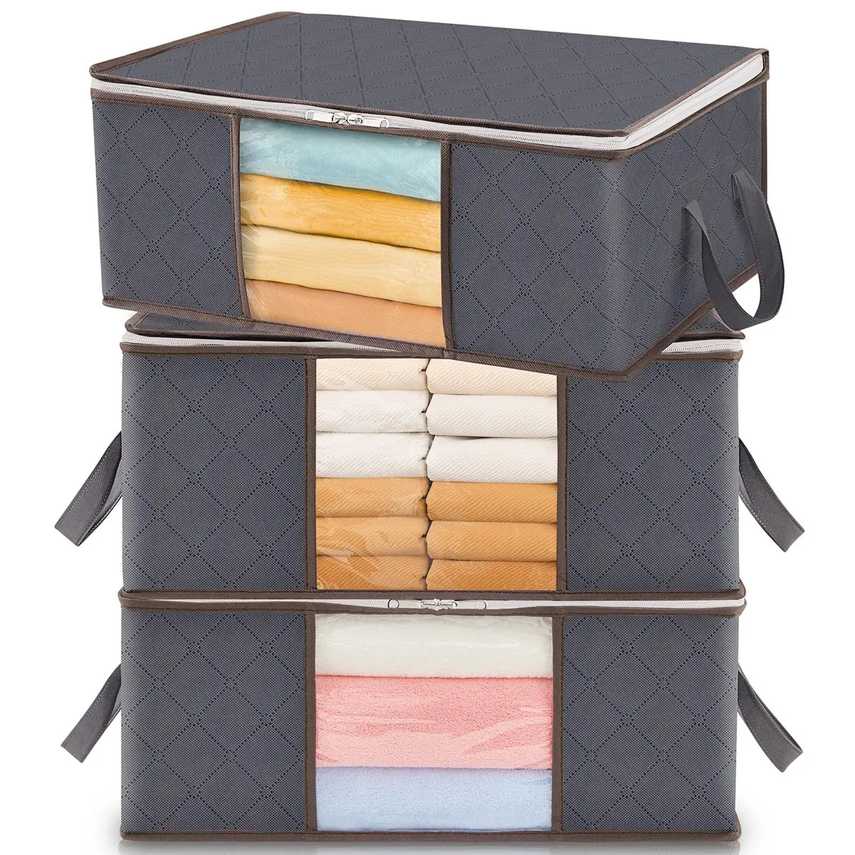 Lifewit Clothes Storage Bins 35L | Foldable, Clear Window & Reinforced Handles for Closet Organization - main product image