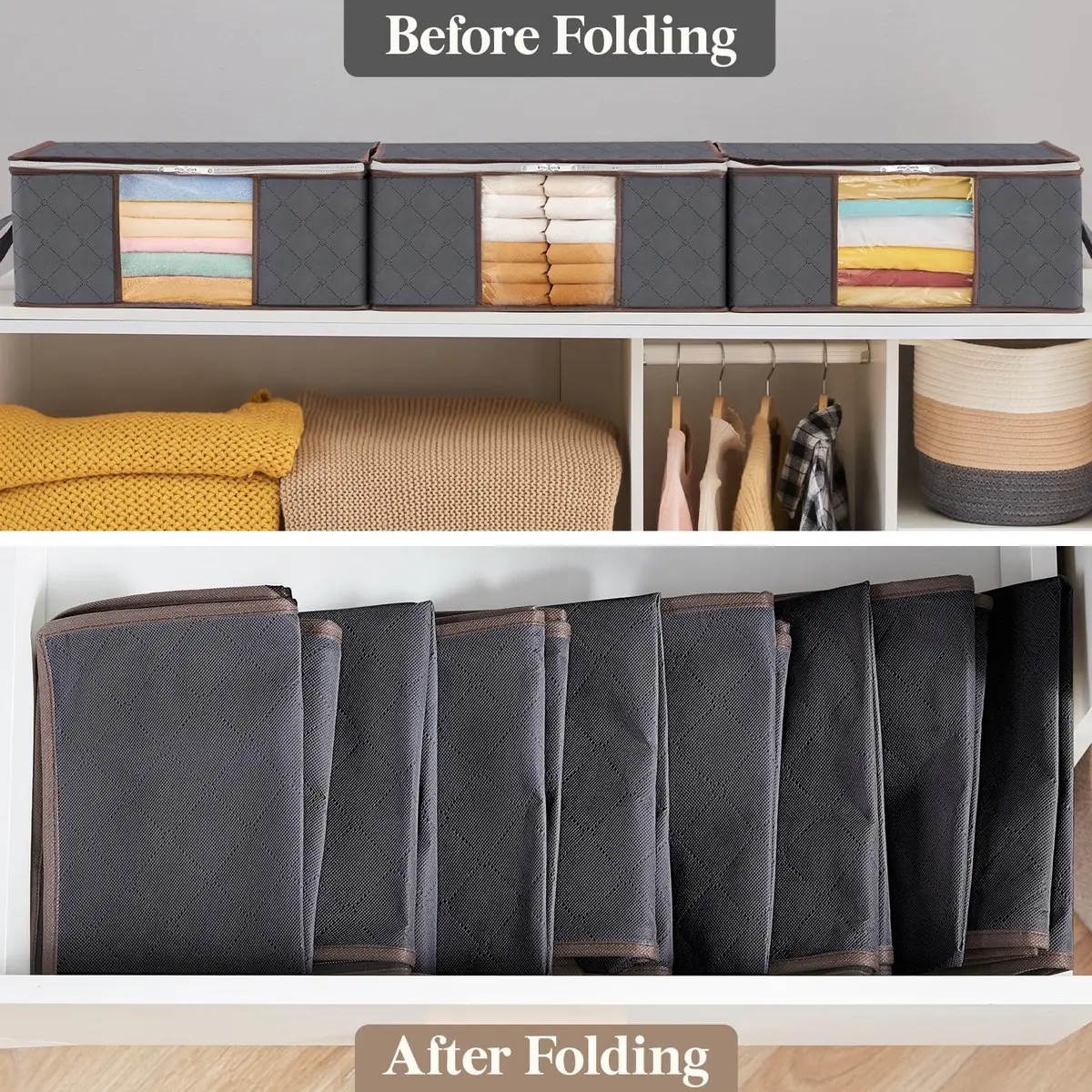 Lifewit Clothes Storage Bins 35L | Foldable, Clear Window & Reinforced Handles for Closet Organization - view 5