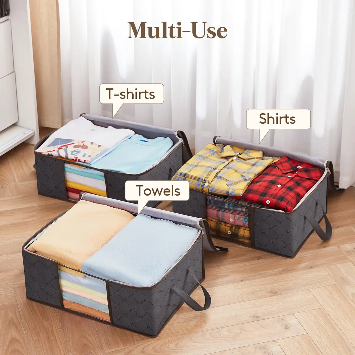 Lifewit Clothes Storage Bins 35L | Foldable, Clear Window & Reinforced Handles for Closet Organization - view 6