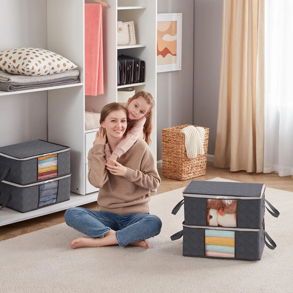 Lifewit Clothes Storage Bins 35L | Foldable, Clear Window & Reinforced Handles for Closet Organization - view 7