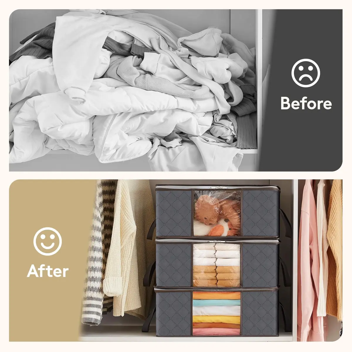 Lifewit Clothes Storage Bins 35L | Foldable, Clear Window & Reinforced Handles for Closet Organization - view 8
