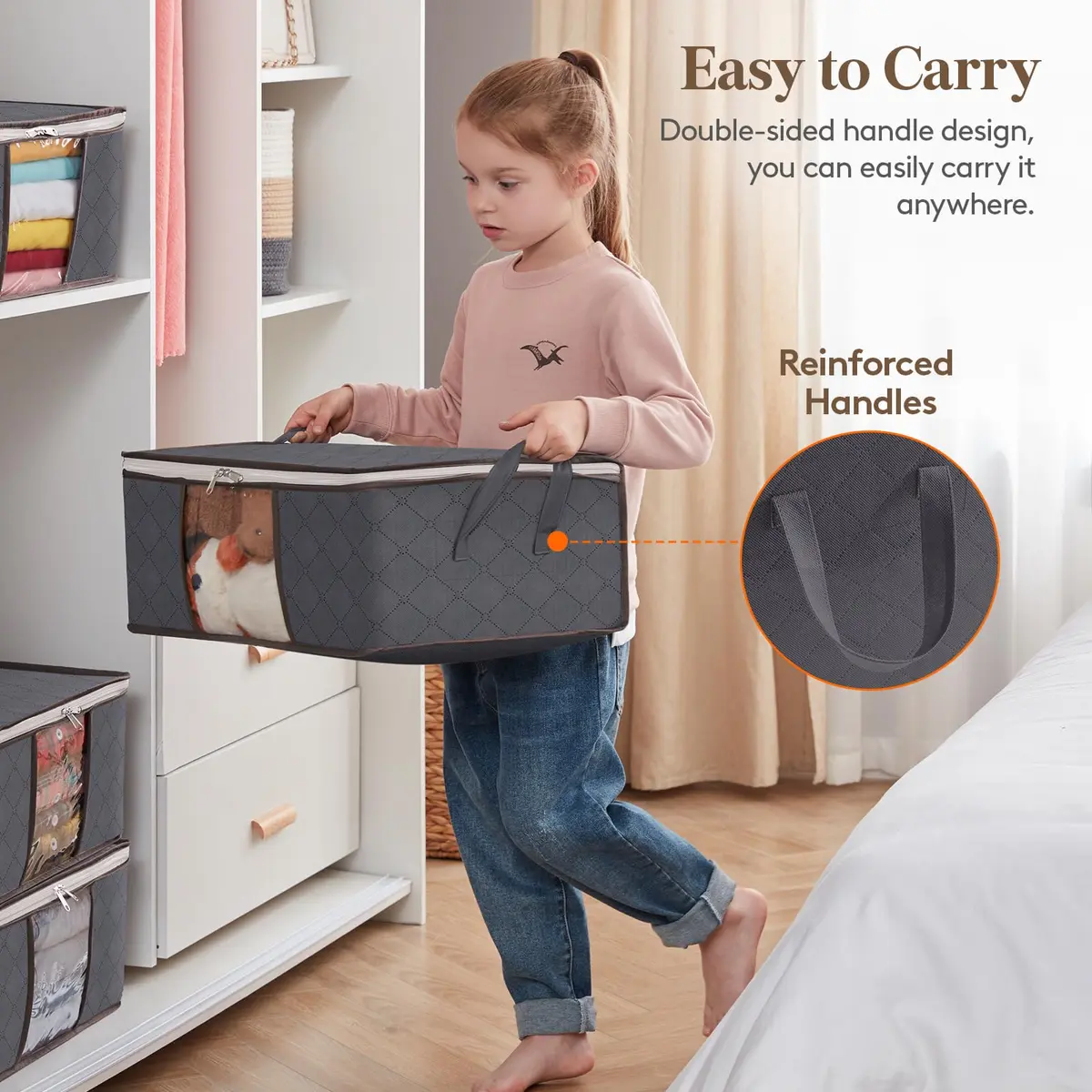 Lifewit Clothes Storage Bins 35L | Foldable, Clear Window & Reinforced Handles for Closet Organization - view 3