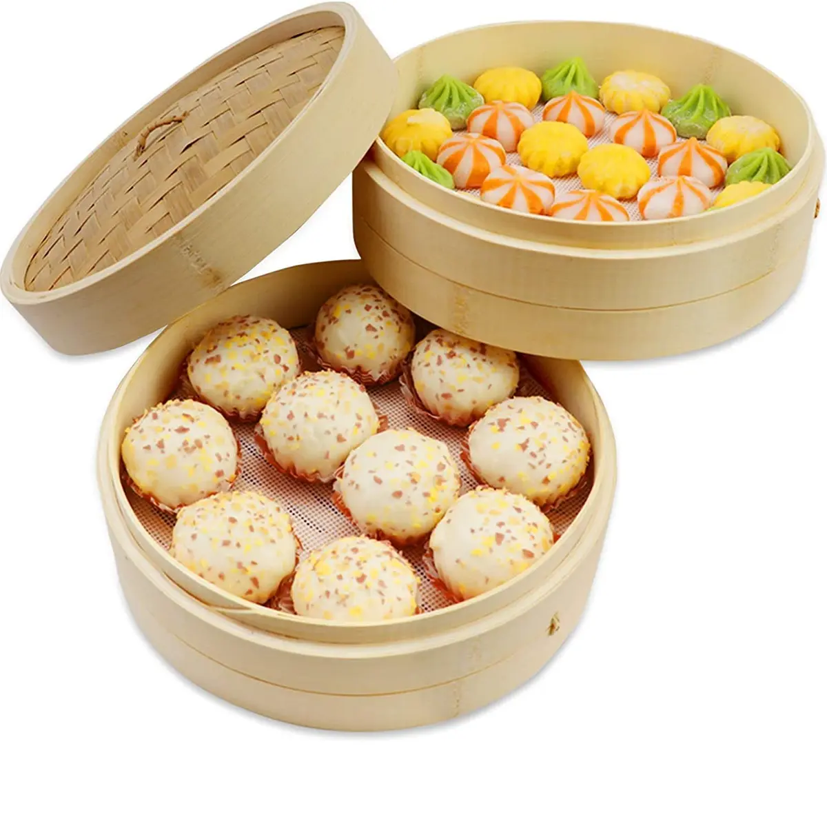 BuRuiJi Silicone Steamer Liners 8Pcs 34cm (13.4 inch) | Non-Stick & Reusable for Dim Sum - view 5