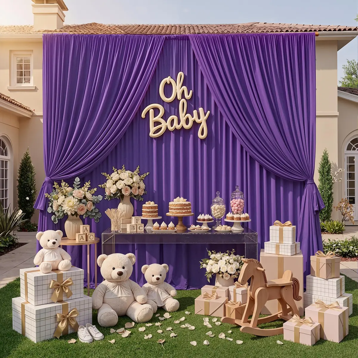NSSONBEN 10ft x 10ft Wrinkle Free Purple Backdrop Curtain for Parties | Polyester Photography Background - view 5
