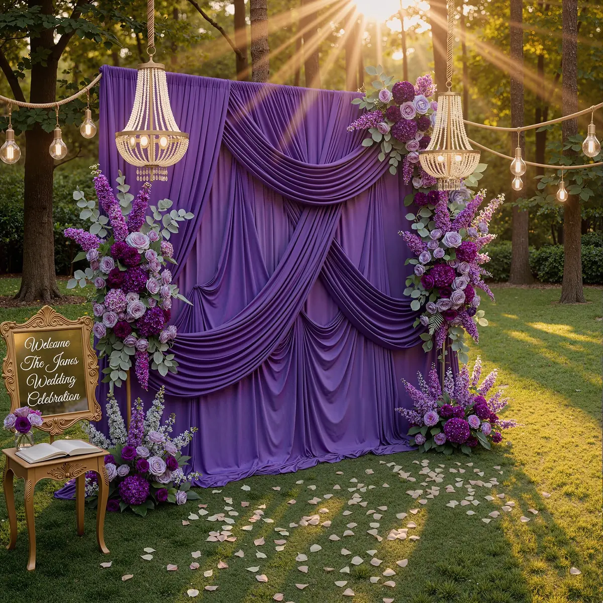 NSSONBEN 10ft x 10ft Wrinkle Free Purple Backdrop Curtain for Parties | Polyester Photography Background - view 8