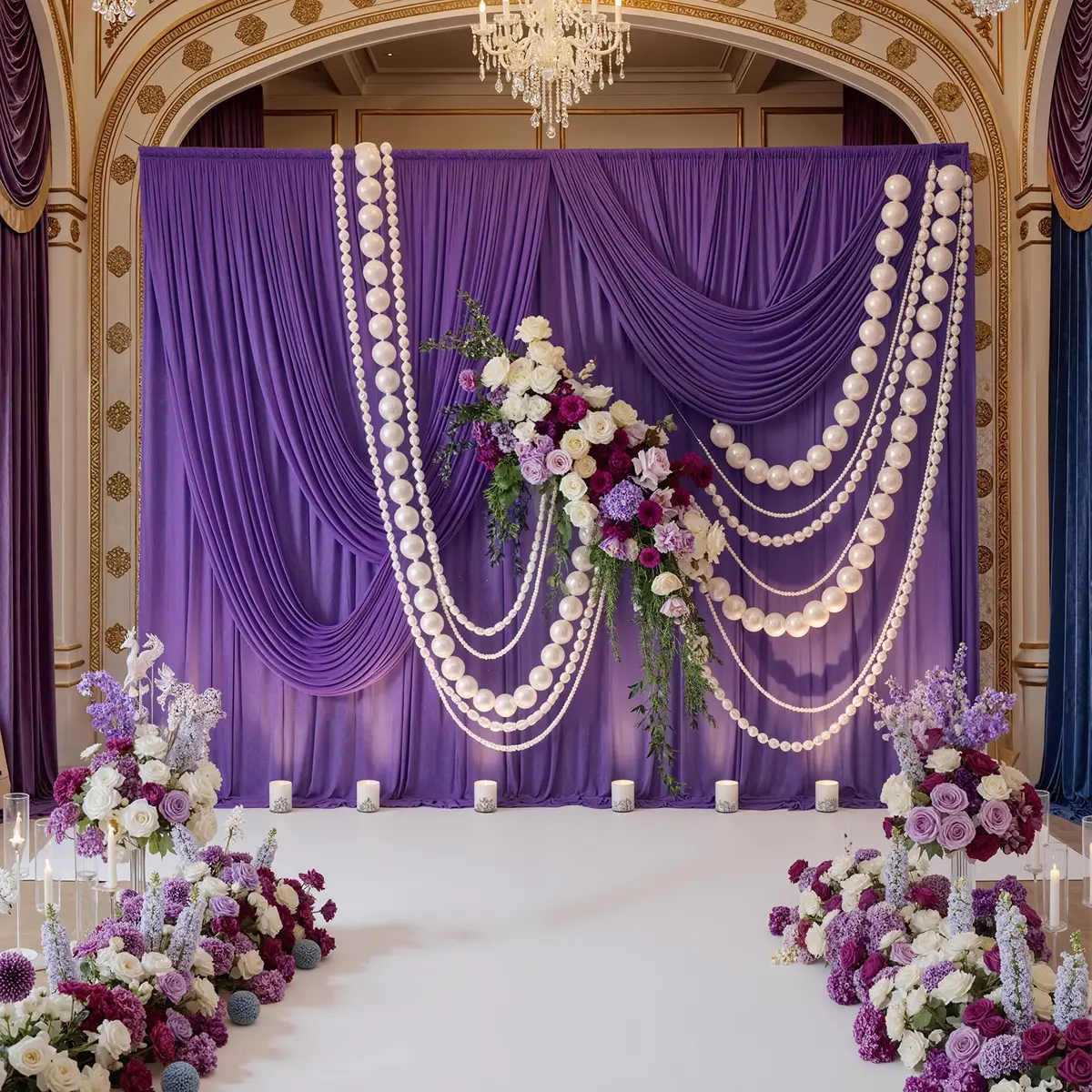 NSSONBEN 10ft x 10ft Wrinkle Free Purple Backdrop Curtain for Parties | Polyester Photography Background - view 3
