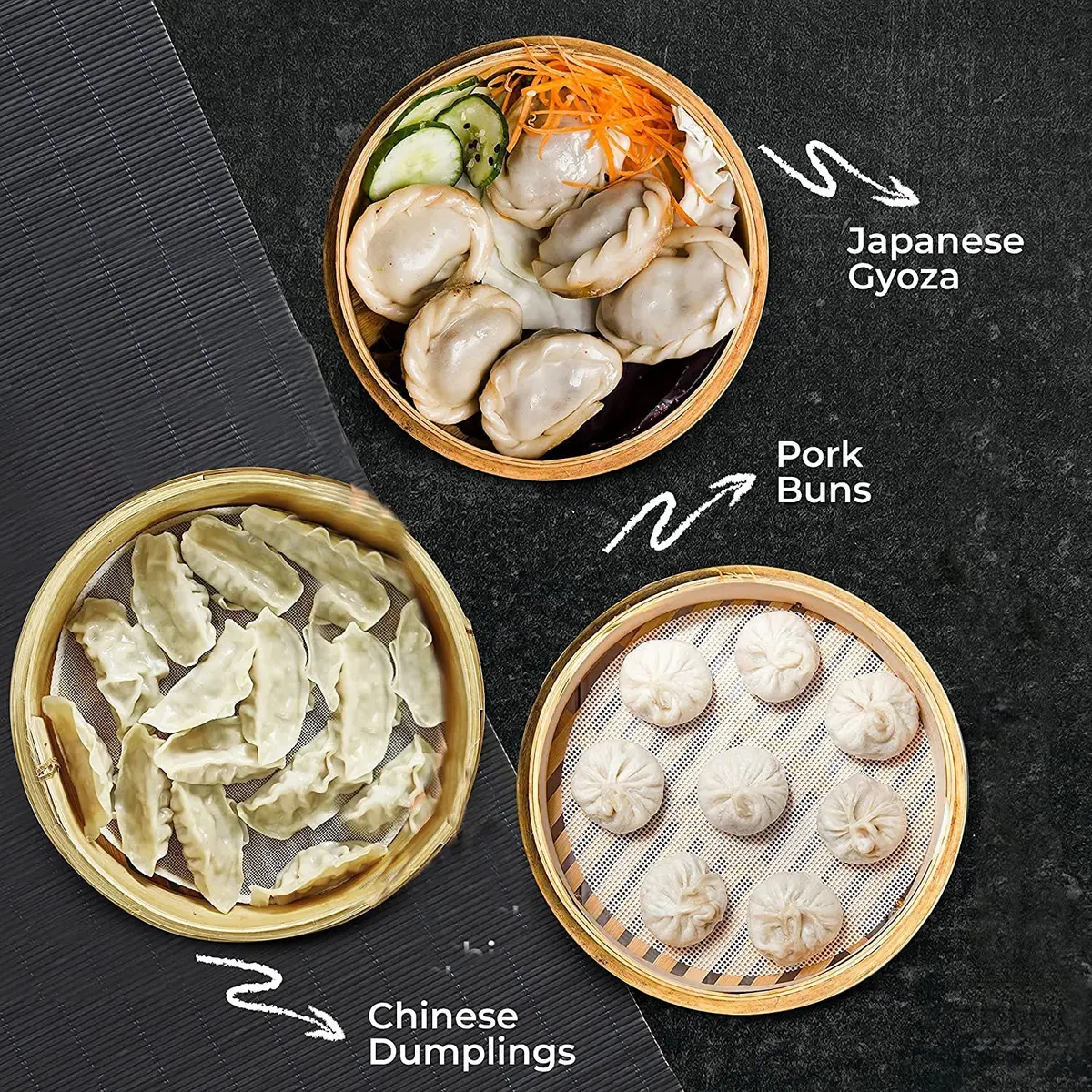 BuRuiJi 10-Piece Silicone Steamer Liners, 33cm (13 x 13 inch) | Non-Stick Mesh for Dim Sum & Baking - view 7