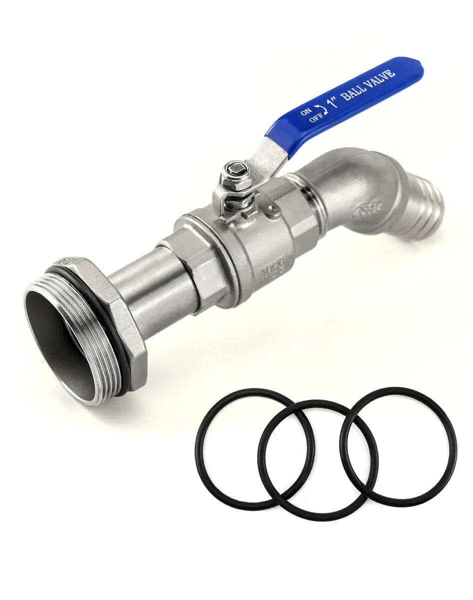 QWORK 2" Stainless Steel Drum Faucet with 1-1/4" Outlet & EPDM Gasket | Leak-Resistant Barrel Valve for 55 Gallon Drums - view 3