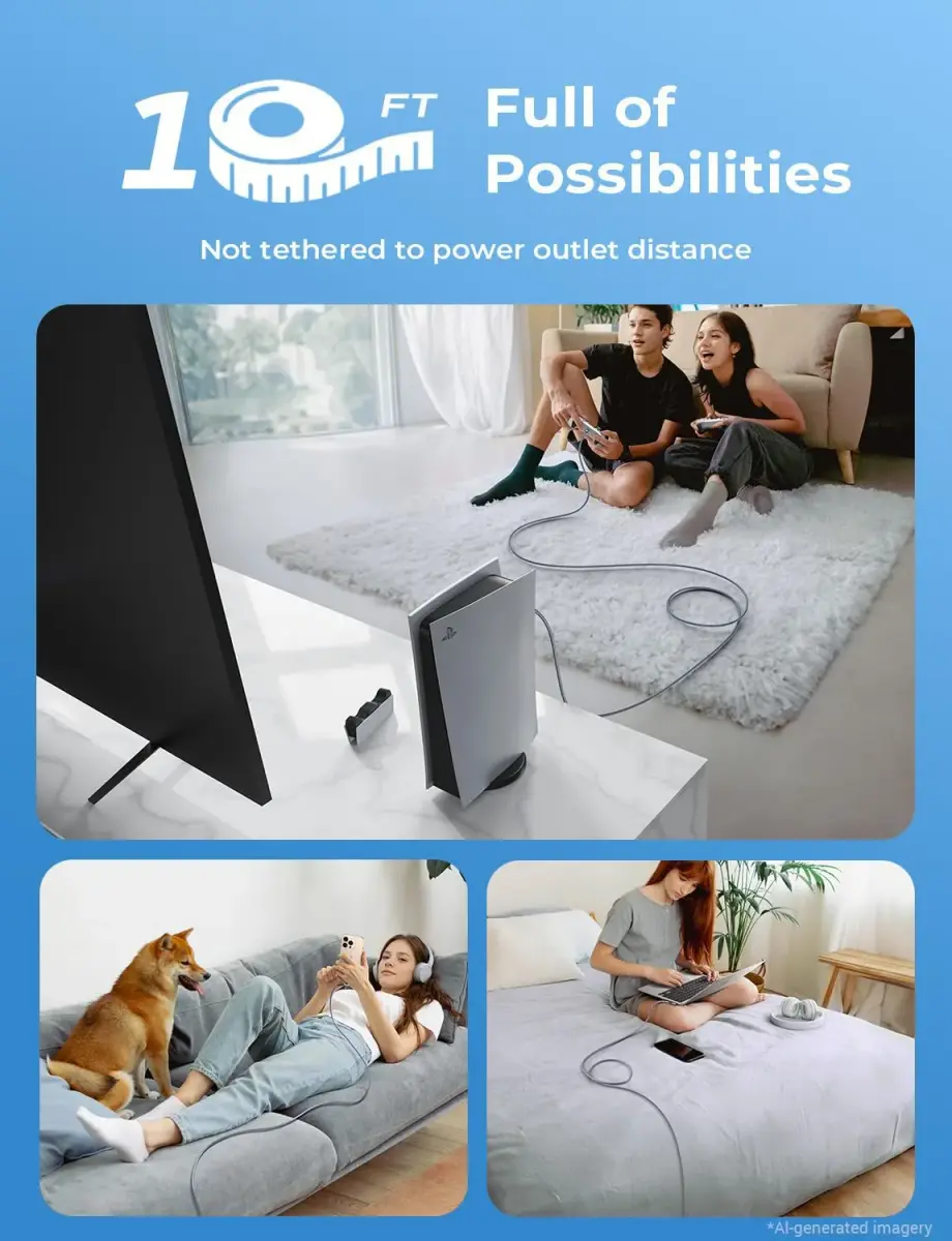 AINOPE 240W USB C to USB C Cable 3.05 m (10FT) Right Angle | Fast Charging & Data Transfer - view 4