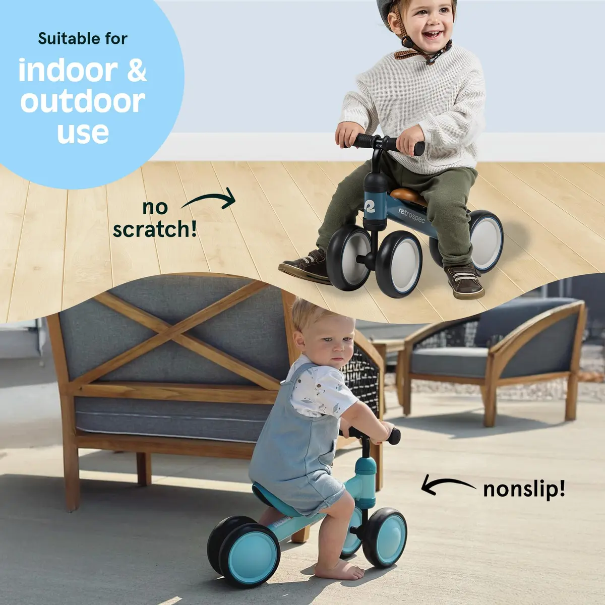 Retrospec Cricket Baby Balance Bike 4-Wheel Ride-On Toy for 12-24 Months | First Toddler Bike & Gift - view 6