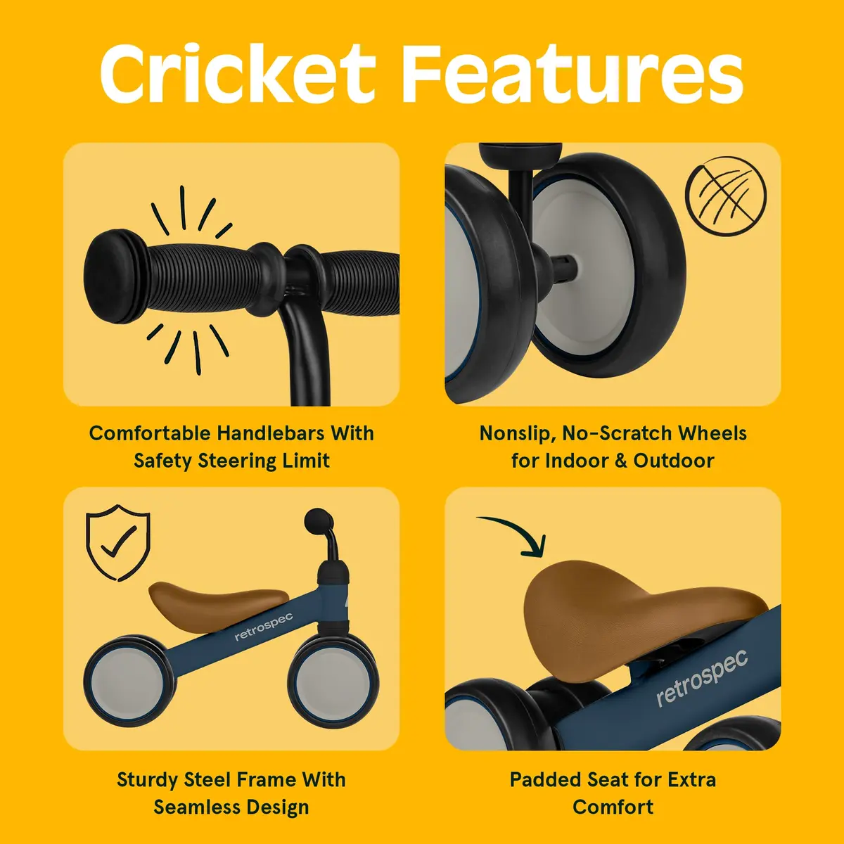 Retrospec Cricket Baby Balance Bike 4-Wheel Ride-On Toy for 12-24 Months | First Toddler Bike & Gift - view 2