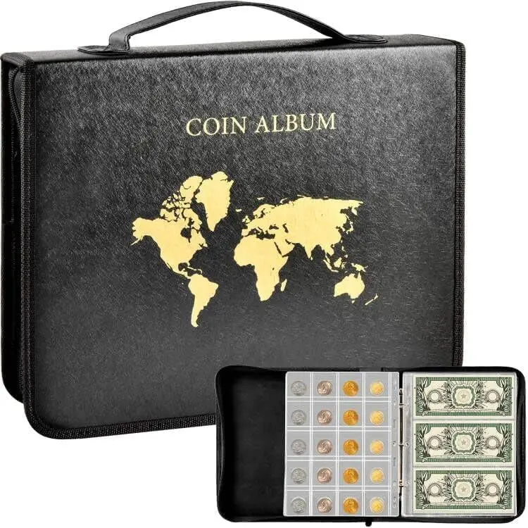 ANKHOH Zippered Coin Collection Book, 200 Pockets & 30 Bill Sleeves | Organize Coins & Currency in Style - main product image