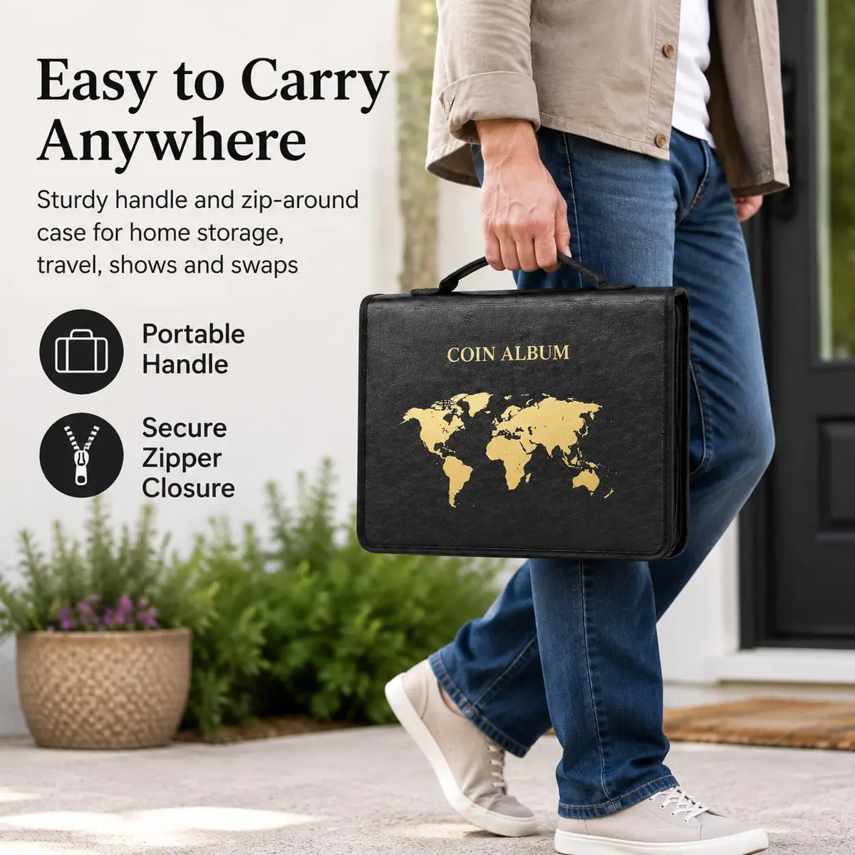 ANKHOH Zippered Coin Collection Book, 200 Pockets & 30 Bill Sleeves | Organize Coins & Currency in Style - view 10