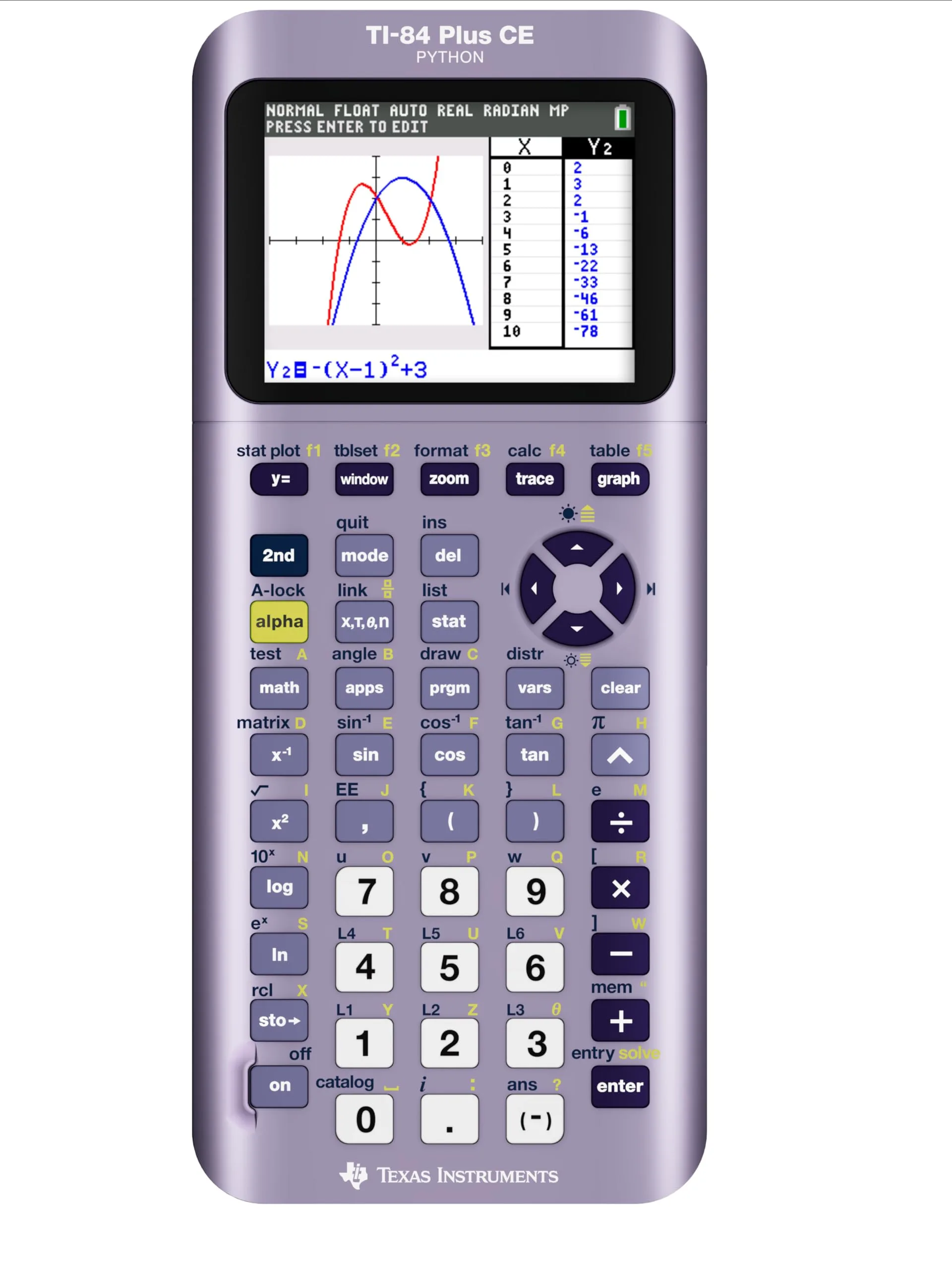 Texas Instruments TI-84 Plus CE Python Enhanced Graphing Calculator with Software, Iris/Purple - main product image