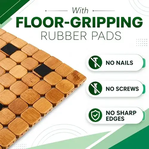 Dicunoy Bamboo Bath Mat 59.94cm x 40.64cm (23.6" L x 16" W) | Non-Slip & Quick-Dry for Bathrooms - view 2