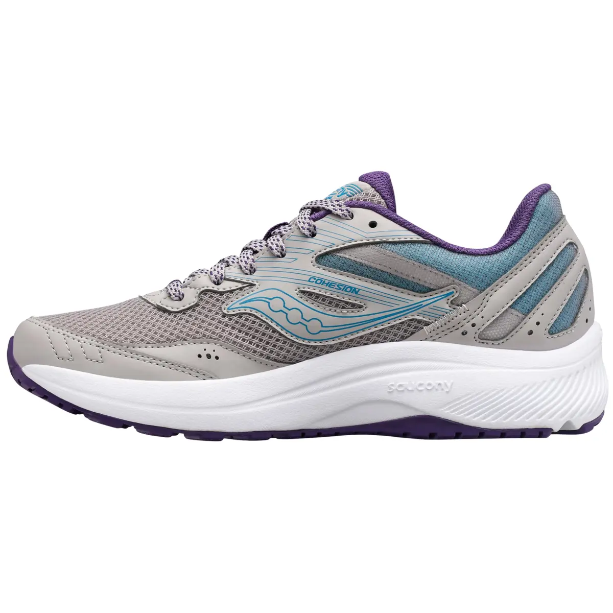Saucony Women's Cohesion 15 Running Shoe Smoke/Grape POP 8.5 | Cushioned, Breathable & Vegan - main product image