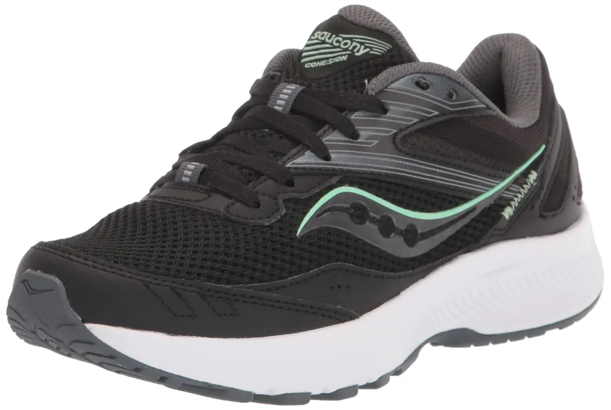 Saucony Women's Cohesion 15 Running Shoe, Black/Meadow, 10.5 | Versatile Cushioning for Runners - main product image