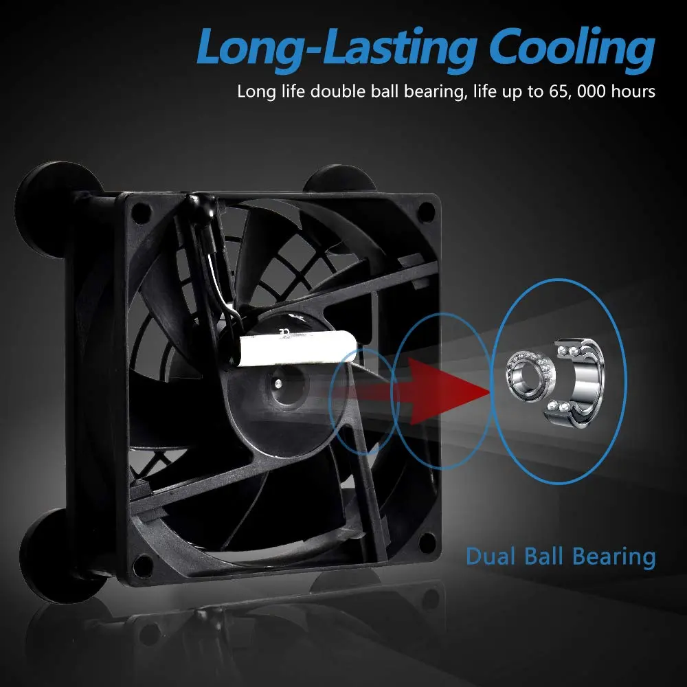 SCCCF USB 80mm Fan 5V | Quiet Computer Cabinet Cooler with 7 Blades - view 5
