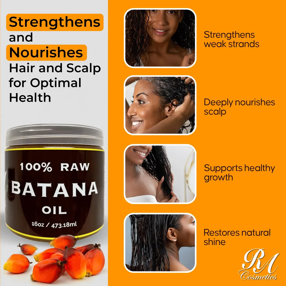 RA COSMETICS Batana Hair Oil 16 oz | Natural, Unrefined, Moisturizing & Strengthening Hair Oil for All Hair Types - view 5