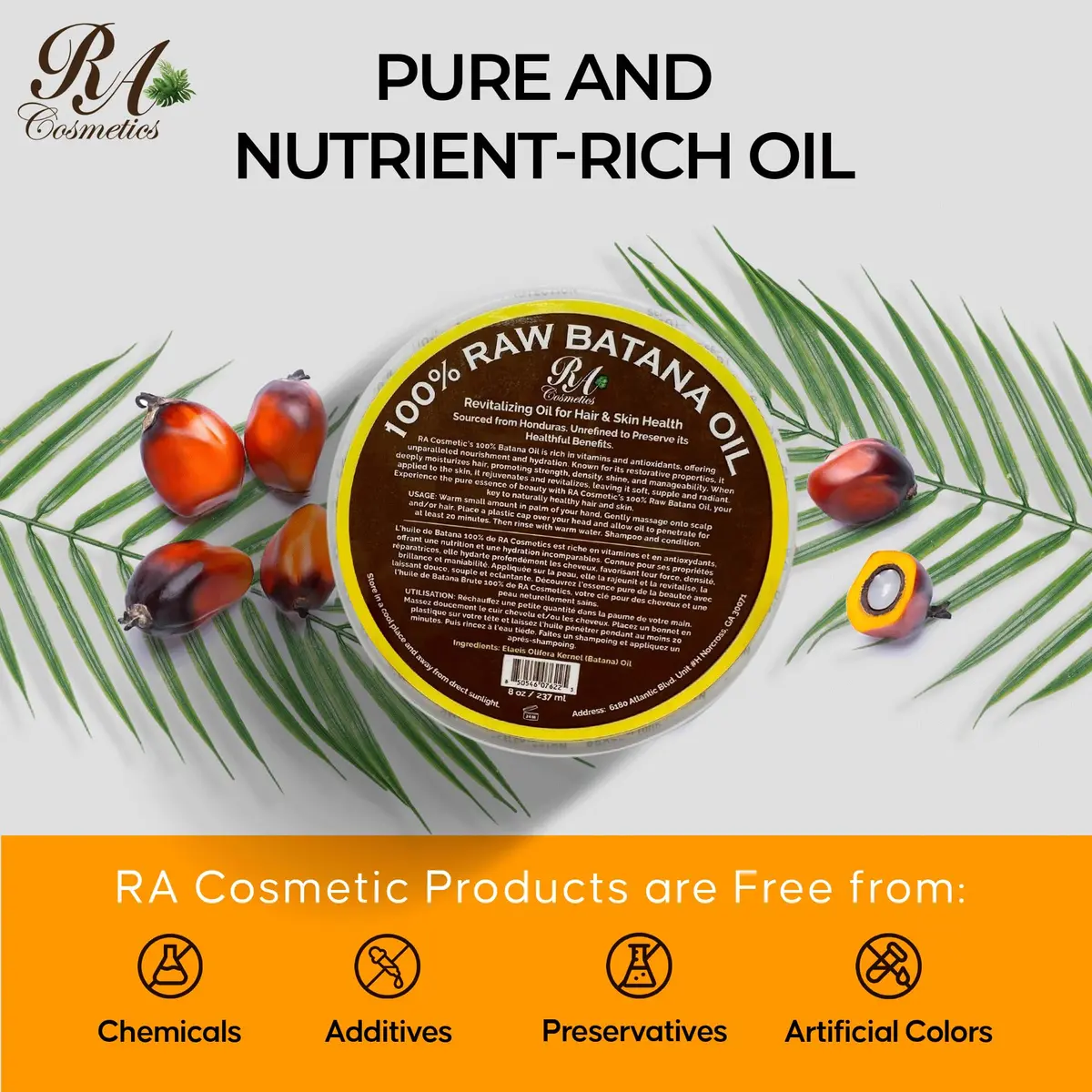 RA COSMETICS Batana Hair Oil 16 oz | Natural, Unrefined, Moisturizing & Strengthening Hair Oil for All Hair Types - view 6