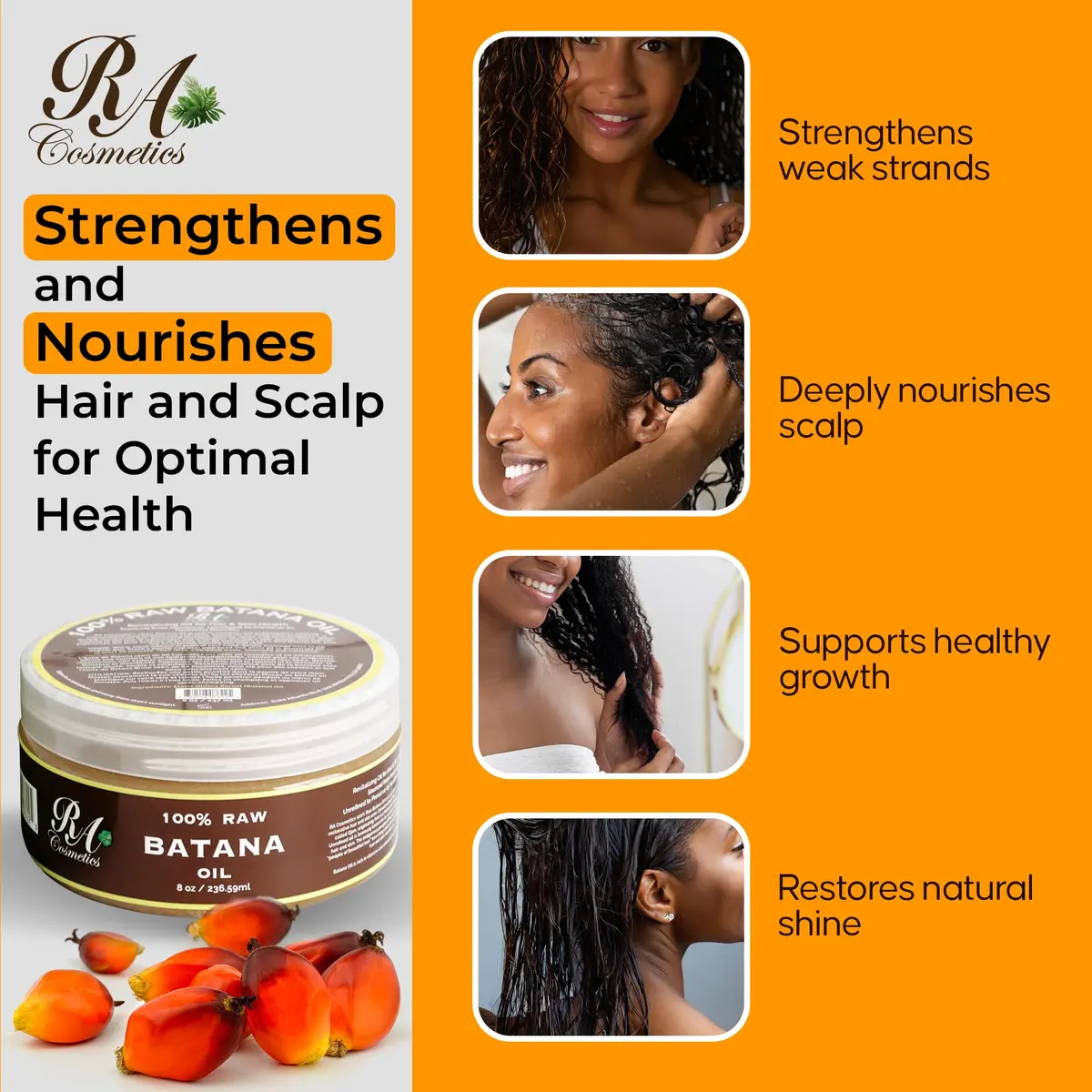 RA COSMETICS Unrefined Batana Hair Oil 8 oz | Natural Growth & Repair for Damaged Hair - view 5