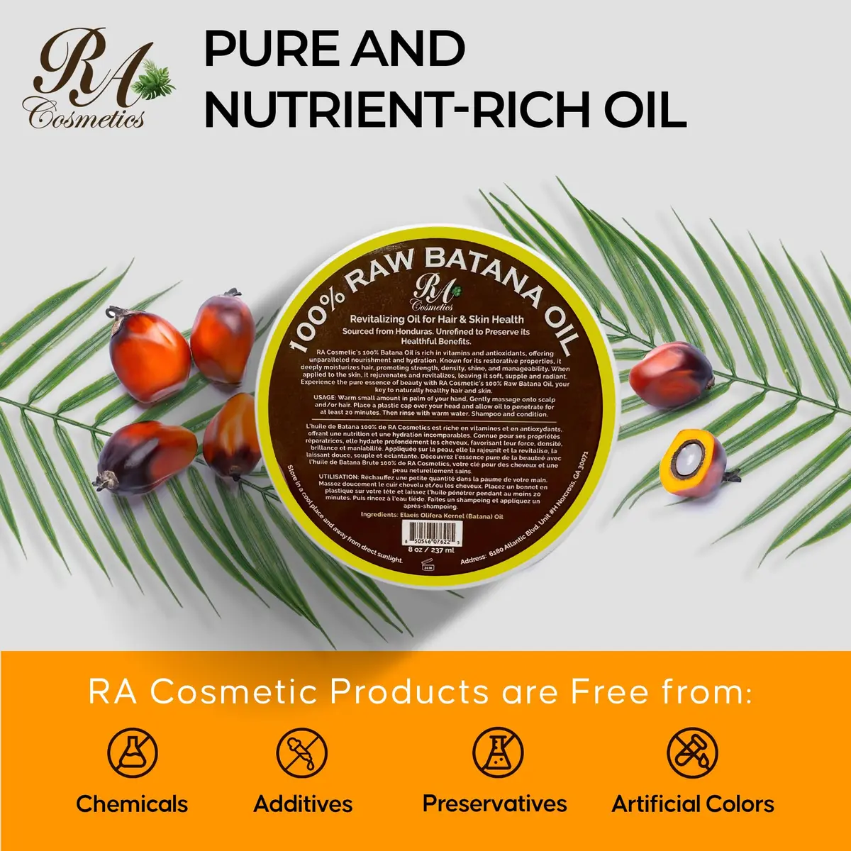 RA COSMETICS Unrefined Batana Hair Oil 8 oz | Natural Growth & Repair for Damaged Hair - view 6