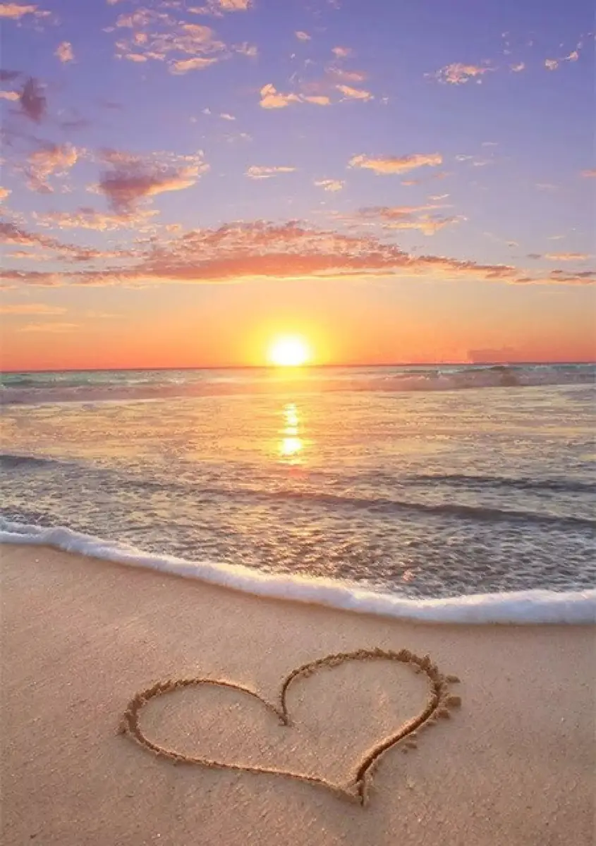 NAIMOER Diamond Painting Kits for Adults 12x16 inch | Full Drill Round Beach Sunset Heart Crystal Art - main product image