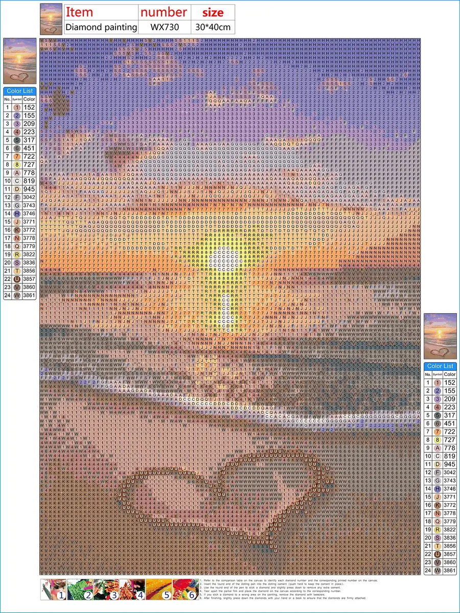 NAIMOER Diamond Painting Kits for Adults 12x16 inch | Full Drill Round Beach Sunset Heart Crystal Art - view 3