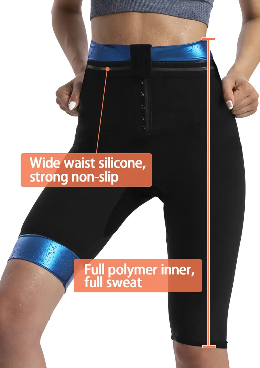QZSH Women's Sauna Pants with Adjustable Hooks & Hip Lift Design, Blue Lining-01, XL (1 Unit) - view 4